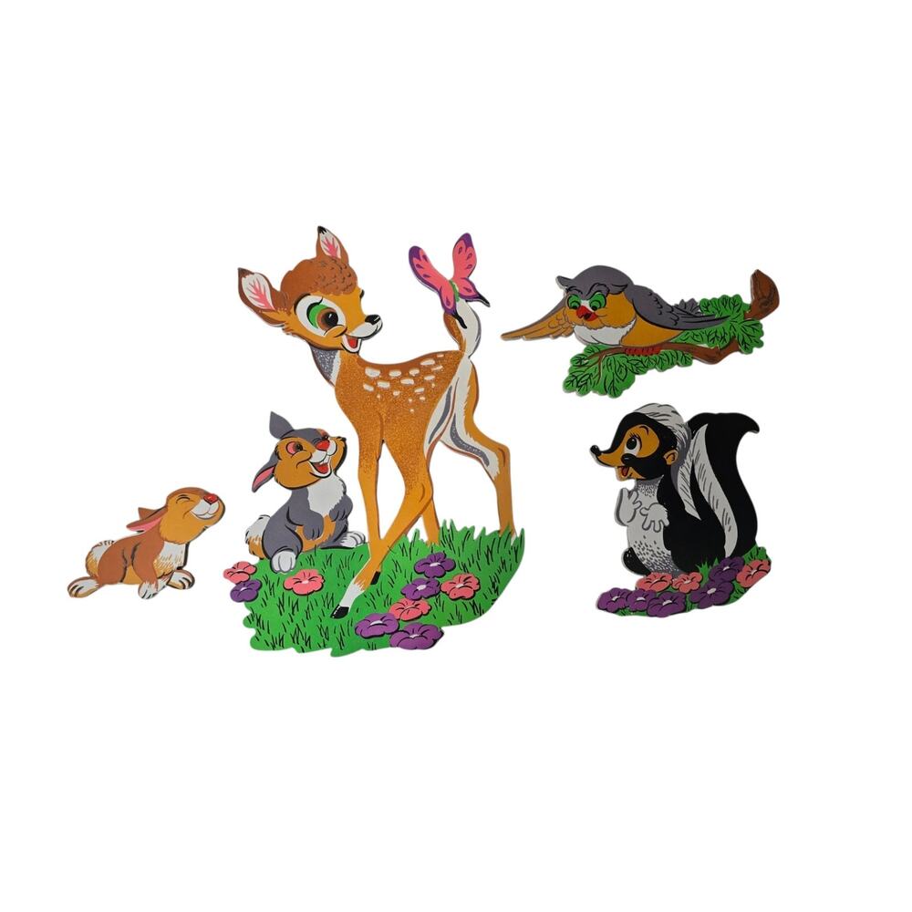 Vintage Dolly Toy  Bambi & Friends Pin Up Plaques Child's Bedroom Decor